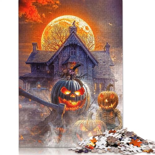 Halloween Mystery House 1000-teiliges Papierpuzzle für Erwachsene, Puzzles, Lernspiel, Herausforderungsspielzeug, 1000 Teile (75 x 50 cm) von GQmoney