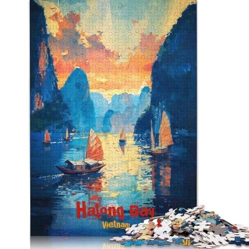 Halong Bay Art Poster Puzzle für Erwachsene, Premium-Puzzle aus 100% recyceltem Brett, Problemlösungsrätsel für Erwachsene und Kinder, 520 Teile (52 x 38 cm) von GQmoney