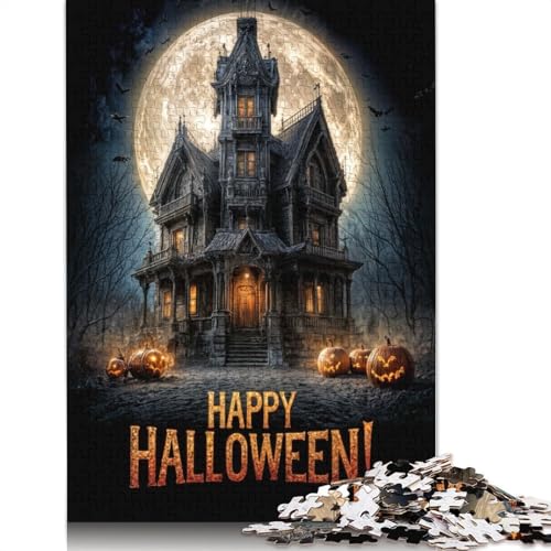 Happy Halloween Spukhaus-Puzzles für Erwachsene, 1000-teiliges Puzzle für Teenager, Lernspiel, Herausforderungsspielzeug, 1000 Stück (75 x 50 cm) von GQmoney