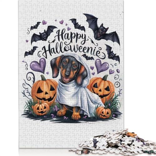 Happy Halloweenie 1000-teiliges Papierpuzzle für Erwachsene, Puzzle, Lernspiel, Herausforderungsspielzeug, 1000 Teile (75 x 50 cm) von GQmoney
