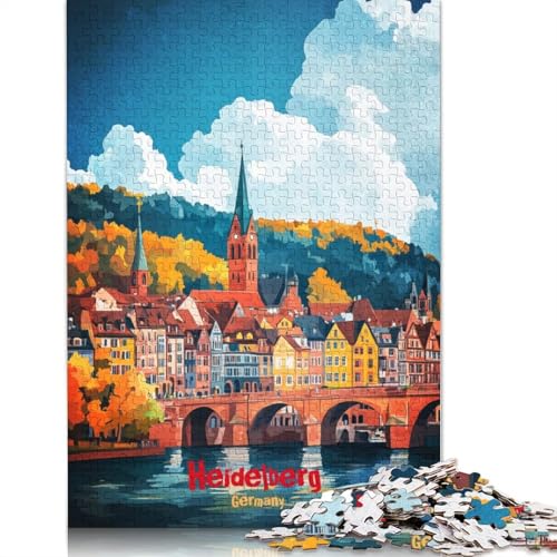 Heidelberg Art Poster Puzzle für Erwachsene, 520 Teile, 100% recycelte Holzplatte, Denkpuzzles für Erwachsene, für Jungen oder Mädchen, 520 Teile (52 x 38 cm) von GQmoney