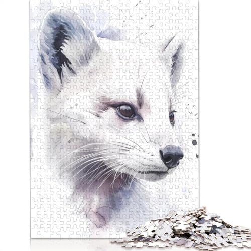 Hermelin-Aquarell-Puzzles für Erwachsene und Kinder, 1000 Teile, unmögliche Herausforderung, Spielzeug, Lernspiel, Heimdekoration, Geschenke, 1000 Teile (75 x 50 cm) von GQmoney