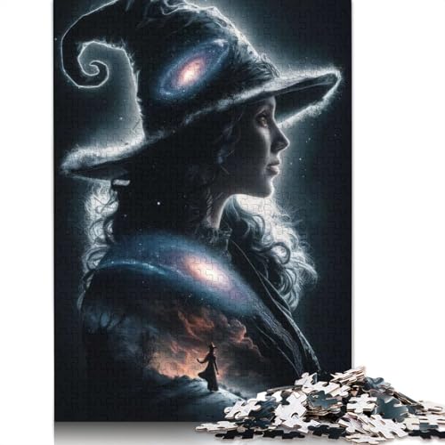 Hexe mit Galaxiehut, Puzzle für Erwachsene, 1000 Teile, Papierpuzzles für Jugendliche ab 12 Jahren, 1000 Teile (38 x 26 cm) von GQmoney