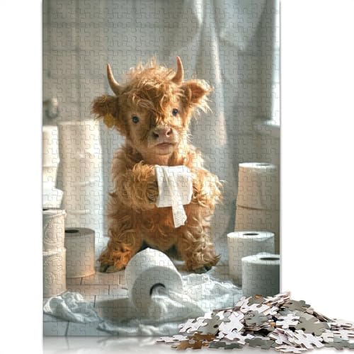 Highland Cow Toilettenpapier Puzzle für Erwachsene, 520 Teile, DIY-Spiel, Puzzles für Erwachsene für Frauen, für Erwachsene Kinder, 520 Teile (52 x 38 cm) von GQmoney