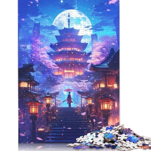 Himmlischer Sakura-Tempel, 520-teiliges Puzzle für Erwachsene, Puzzles aus Holz, nachhaltiges Puzzle für Erwachsene | Spiele 520 Stück (52 x 38 cm) von GQmoney