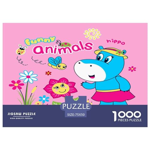Hippo Kinder-Puzzle aus Holz, 1000 Teile, für Erwachsene, kreatives rechteckiges Puzzle, Gehirnübung, Herausforderungsspiel, Geschenk für Kinder, 1000 Teile (75 x 50 cm) von GQmoney