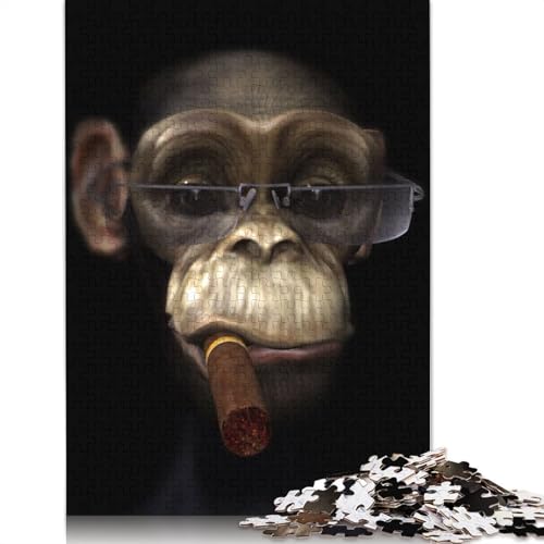 Hipster-Schimpansen-Zigarren-Puzzle für Erwachsene und Kinder. Unmögliches Herausforderungsspielzeug, Lernspiel, Heimdekoration, ab 14 Jahren, 520 Teile (52 x 38 cm) von GQmoney