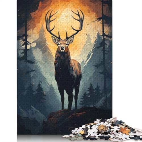 Hirsch-Puzzle für Erwachsene und Kinder. Skurriles Herausforderungsspielzeug, Lernspiel, Heimdekoration für Erwachsene und Kinder ab 14 Jahren, 520 Teile (52 x 38 cm) von GQmoney