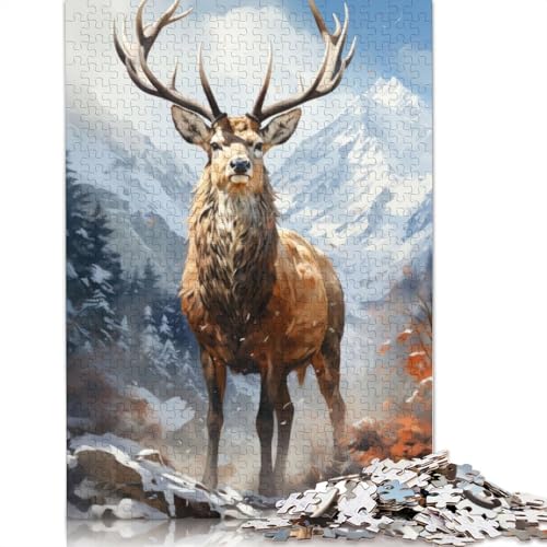 Hirsch im Bergpuzzle für Erwachsene und Kinder. Unmögliches Herausforderungsspielzeug, Lernspiele, Heimdekoration, ab 14 Jahren, 1500 Teile (85 x 57 cm) von GQmoney