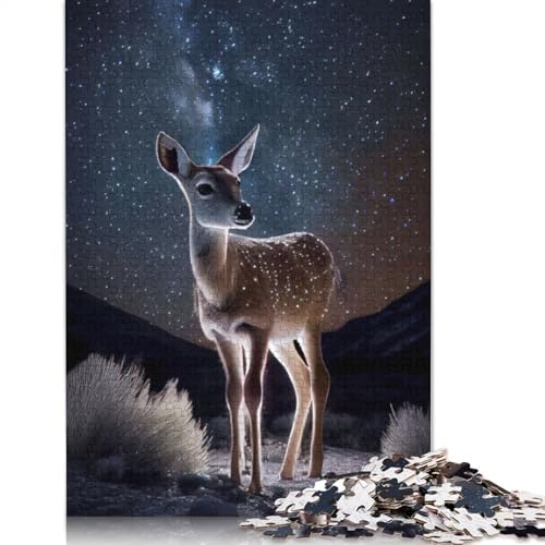 Hirsch unter der Milchstraße, Puzzle für Erwachsene, Premium-Puzzle aus 100% recyceltem Brett, schwierige Puzzles für Kinder ab 12 Jahren, 520 Teile (52 x 38 cm) von GQmoney