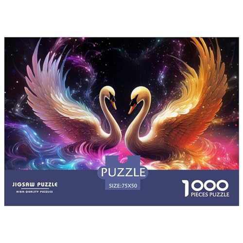 Holzpuzzle 1000 Teile Fantasie-Schwanenliebhaber-Puzzle Kreatives rechteckiges Puzzle Tolles Puzzle für Erwachsene 1000 Teile (75 x 50 cm) von GQmoney