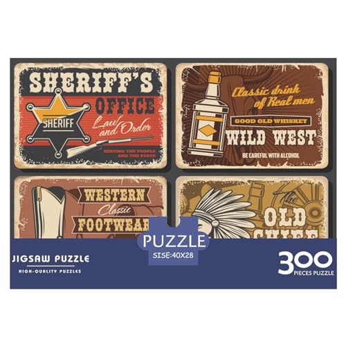Holzpuzzle 300 Teile, Poster, Retro-Puzzle, kreatives rechteckiges Puzzle, tolles Puzzle für Erwachsene, 300 Teile (40 x 28 cm) von GQmoney
