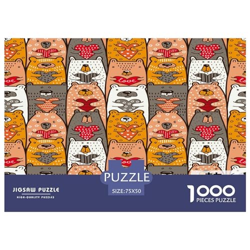 Holzpuzzle für Kinder und Erwachsene, Cartoon-Bär, 1000 Teile, rechteckiges Puzzle, Spiel zur intellektuellen Entwicklung, 1000 Teile (75 x 50 cm) von GQmoney
