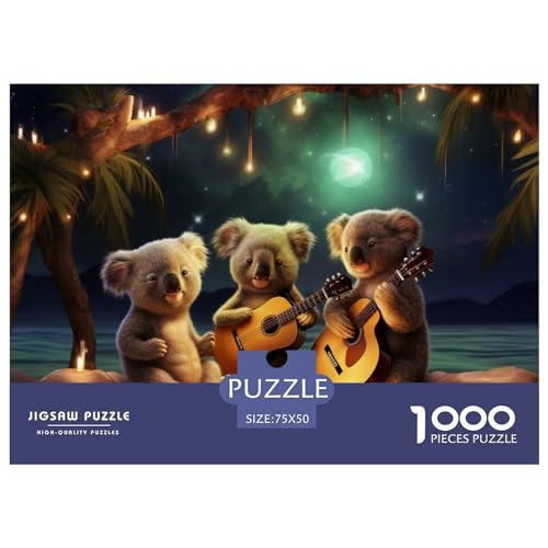 Holzpuzzle für Kinder und Erwachsene, Galaxie, Koala-Gitarre, 1000 Teile, rechteckiges Puzzle, Spiel zur intellektuellen Entwicklung, 1000 Teile (75 x 50 cm) von GQmoney