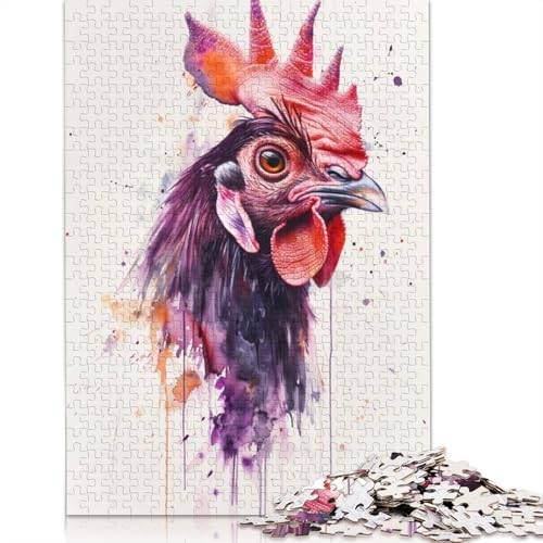 Hühner-Aquarell-Puzzle für Erwachsene und Kinder. 520 Teile, unmögliche Herausforderung, Spielzeug, Lernspiele, Heimdekoration, Geschenke, 520 Teile (52 x 38 cm) von GQmoney