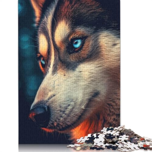 Husky-Nahaufnahme-Gesichtspuzzle für Erwachsene, Lernspiel, Puzzle-Geschenke für Kinder ab 12 Jahren, 520 Teile (52 x 38 cm) von GQmoney