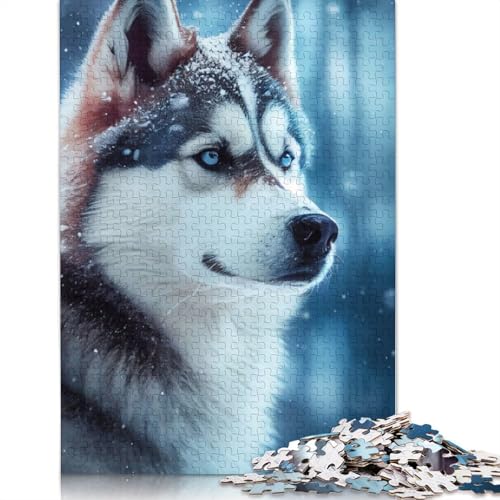 Husky Snowing Puzzle für Erwachsene, 1500 Teile, 100% recycelte Holzplatte, Denkpuzzle für Erwachsene, für Jungen oder Mädchen, 1500 Teile (85 x 57 cm) von GQmoney