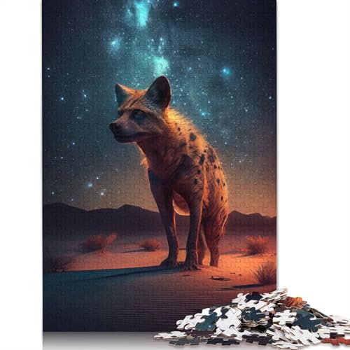 Hyäne unter dem Sternenhimmel, Puzzlespielzeug für Erwachsene, Lernspiel, Puzzlespiele für Erwachsene für Frauen und Männer, 520 Teile (52 x 38 cm) von GQmoney