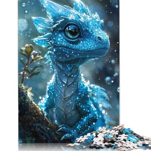 Icy Blue Baby Dragon Puzzle 1500 Teile Erwachsenenpuzzle Puzzles Holzpuzzles Nachhaltiges Puzzle für Erwachsene | Spiele 1500 Teile (85 x 57 cm) von GQmoney
