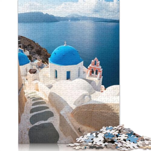 Ikonisches Santorini-Griechenland-Puzzle, rechteckig, Papp-Puzzle, Geschenk für Kinder ab 12 Jahren, 1000 Teile (75 x 50 cm) von GQmoney