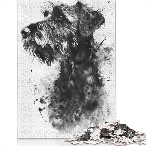 Irischer Wolfshund-Aquarell-Puzzle für Erwachsene und Kinder. Skurrile Herausforderung, Spielzeug, Lernspiel, Heimdekoration, Geschenke, 1000 Teile (75 x 50 cm) von GQmoney