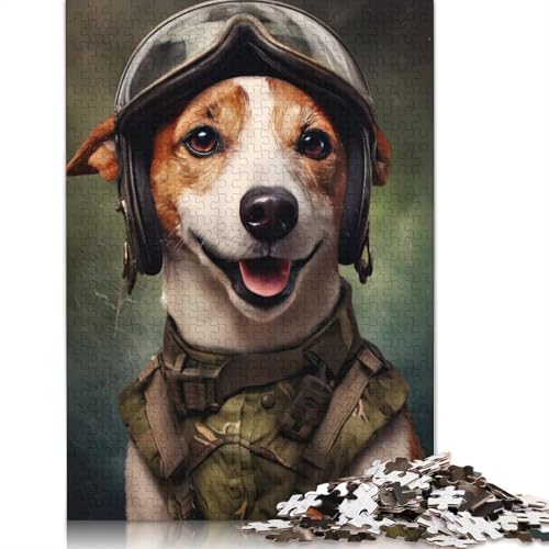 Jack Russell Dog Soldier Puzzles für Erwachsene und Kinder. Skurrile Herausforderung, Spielzeug, Lernspiele, Heimdekoration, Geschenke, 520 Teile (52 x 38 cm) von GQmoney