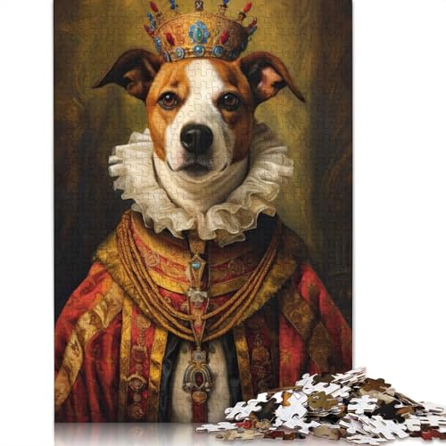 Jack Russell Terrier King, 1000-teiliges Puzzle für Erwachsene, Spielzeug, Denkspiel, Lernspiel für Erwachsene, Stressabbau, Heimdekoration (75 x 50 cm) von GQmoney