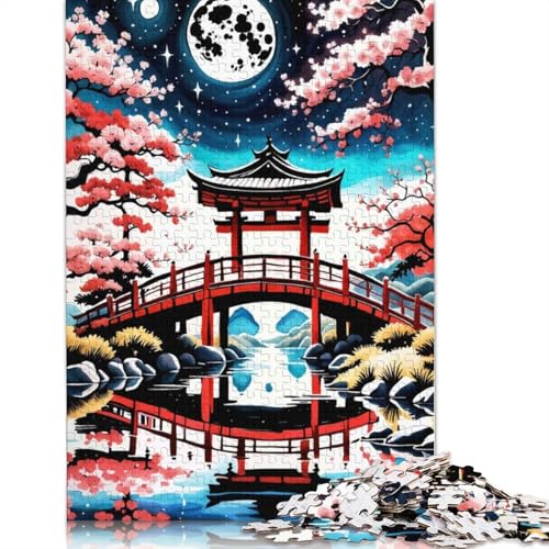 Japanische Kirschlandschaft, Puzzle für Erwachsene und Kinder. Tolles Geschenk, Herausforderung, Spielzeug, Lernspiele, Heimdekoration, ab 14 Jahren, 520 Teile (52 x 38 cm) von GQmoney