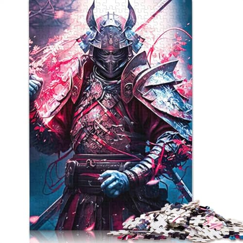 Japanischer Samurai in Rot, 1000-teiliges Puzzle für Erwachsene, Spielzeug, Denkspiel, Lernspiel für Erwachsene, Stressabbau, Heimdekoration, 1000 Teile (75 x 50 cm) von GQmoney