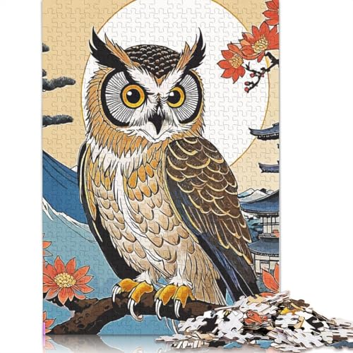 Japanisches Eulenkunst-Puzzle für Erwachsene, Premium-Puzzle aus 100% recyceltem Brett, Problemlösungspuzzles für Erwachsene und Kinder, 1000 Teile (75 x 50 cm) von GQmoney