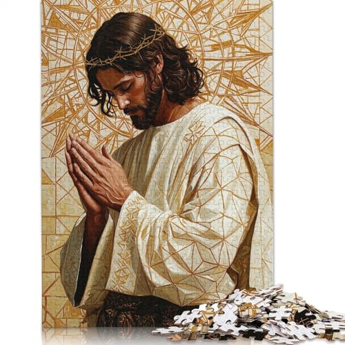 Jesus betet, 1000-teiliges Puzzle für Teenager, Geschenke, Papierpuzzle, Puzzle für Erwachsene, Lernspiele für Zuhause, DIY-Spielzeug, 1000 Teile (38 x 26 cm) von GQmoney