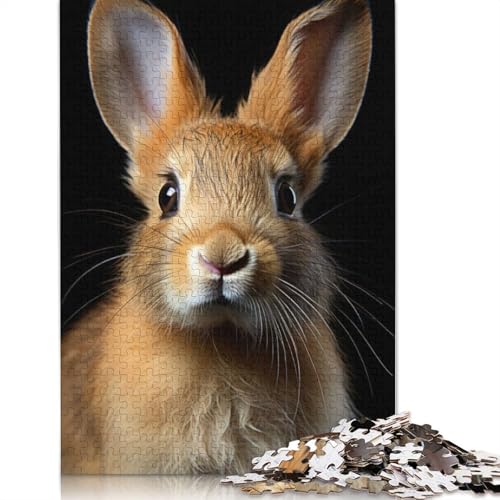 Kaninchen-Tierporträt-Puzzle für Erwachsene, Premium-Puzzle aus 100% recyceltem Brett, Problemlösungspuzzles für Erwachsene und Kinder, 1000 Teile (75 x 50 cm) von GQmoney