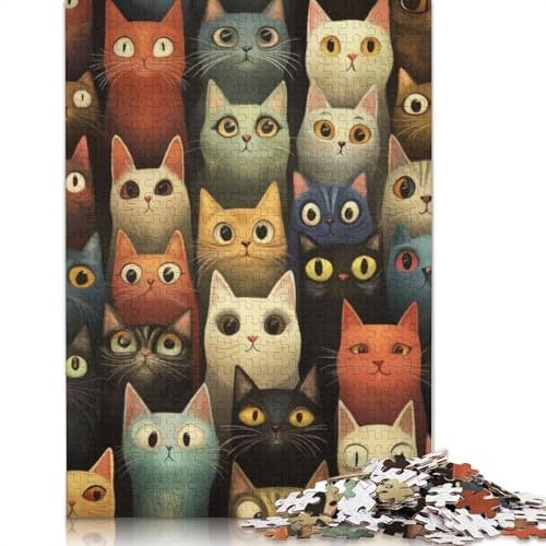 Katzen-Puzzle für Erwachsene und Kinder. Skurriles Herausforderungsspielzeug, Lernspiel, Heimdekoration für Erwachsene und Kinder ab 14 Jahren, 520 Teile (52 x 38 cm) von GQmoney