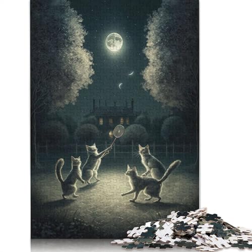 Katzen Spielen Badminton, Puzzles für Erwachsene, schwierige und anspruchsvolle Denksportaufgaben für Erwachsene und Kinder, 520 Teile (52 x 38 cm) von GQmoney