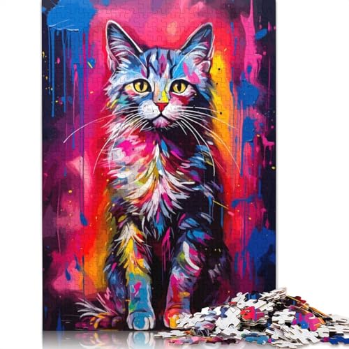 Katzenmalerei-Tierpuzzle für Erwachsene, Spielzeug, Lernspiel, schwierige Puzzles für Kinder ab 12 Jahren, 1500 Teile (85 x 57 cm) von GQmoney