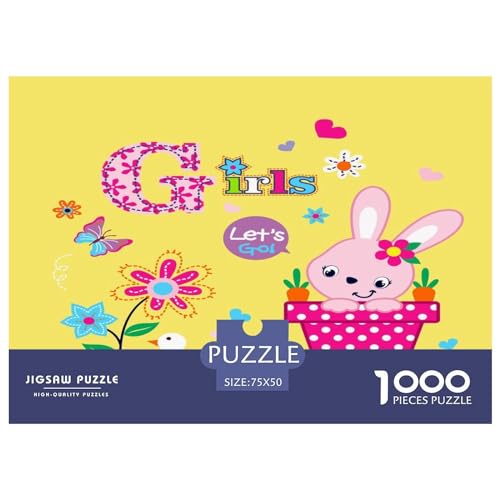 Kinder-Kaninchen-Puzzle mit 1000 Teilen für Erwachsene – Puzzles für Teenager – Geschenke – Holzpuzzles – Entspannungspuzzlespiele – Denksport-Puzzle 1000 Teile (75 x 50 cm) von GQmoney