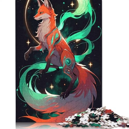 Kitsune Japanischer Fuchs Neon-Puzzle für Erwachsene und Kinder. Tolles Geschenk, Herausforderungsspielzeug, Lernspiel, Heimdekoration, ab 14 Jahren, 1000 Teile (75 x 50 cm) von GQmoney