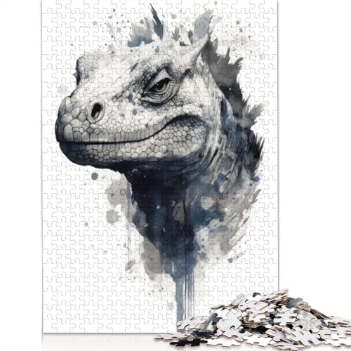 Komodowaran-Aquarell-Papier-Puzzle, 1000 Teile, Puzzle für Erwachsene, Lernspiel, Herausforderungsspielzeug, 1000 Stück (75 x 50 cm) von GQmoney