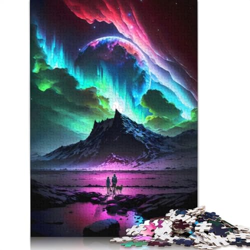 Kosmisches Aurora-Landschaftspuzzle für Erwachsene, 520 Teile, Holzpuzzle für Erwachsene und Jugendliche, Heimdekoration, Puzzlespielzeug, 520 Teile (52 x 38 cm) von GQmoney