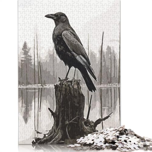 Krähen-Zeichenpuzzle für Erwachsene ab 18 Jahren, Upe-Lernspiele, Puzzle für Erwachsene und Kinder, 1000 Teile (75 x 50 cm) von GQmoney