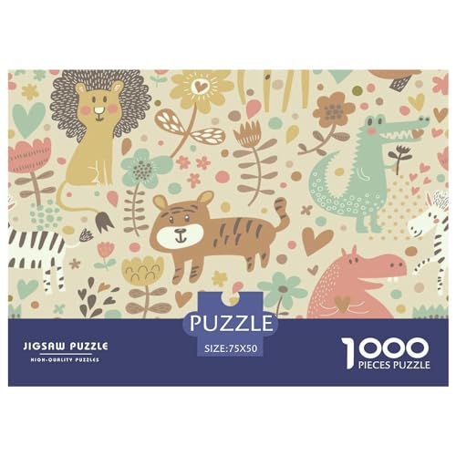 Kreative rechteckige Puzzles für Erwachsene, 1000 Teile, Kindertiere, Holzpuzzles, praktisches Spiel, Familiendekoration, 1000 Stück (75 x 50 cm) von GQmoney