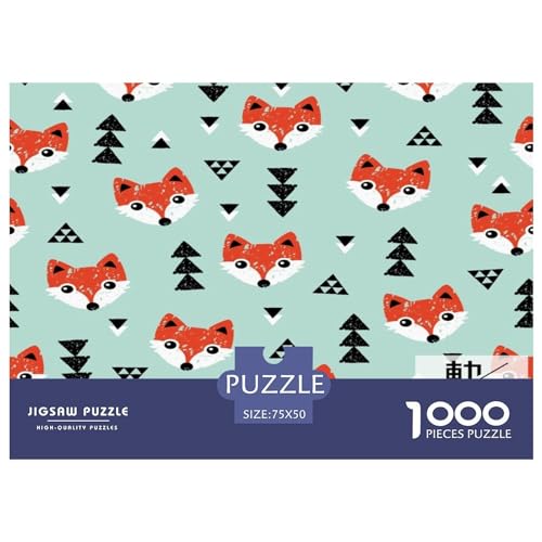 Kreative rechteckige Puzzles für Erwachsene, 1000-teiliges Fuchs-Holzpuzzle, praktisches Spiel, Familiendekoration, 1000 Stück (75 x 50 cm) von GQmoney