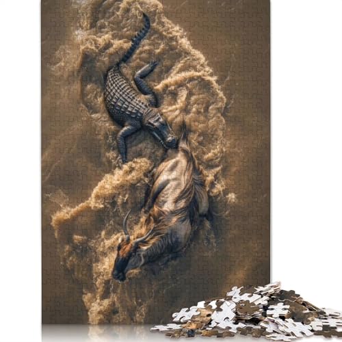 Krokodil und GNU, 1500-teiliges Puzzle, ab 18 Jahren, Lernspiele, Puzzles für Erwachsene, für Frauen, für Kinder ab 12 Jahren, 1500 Teile (85 x 57 cm) von GQmoney