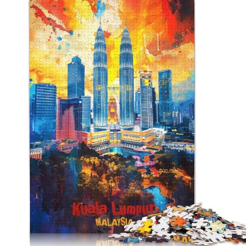 Kuala Lumpur Kunstposter, Puzzle für Erwachsene, 520 Teile, DIY-Spiel, Puzzles für Erwachsene, für Frauen, für Erwachsene Kinder, 520 Stück (52 x 38 cm) von GQmoney