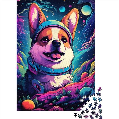 Künstlerisches Astronauten-Corgi-Puzzle, kreative Spiele, 100% recycelter Karton, Puzzle für Erwachsene, 1000 Teile (38 x 26 cm) von GQmoney