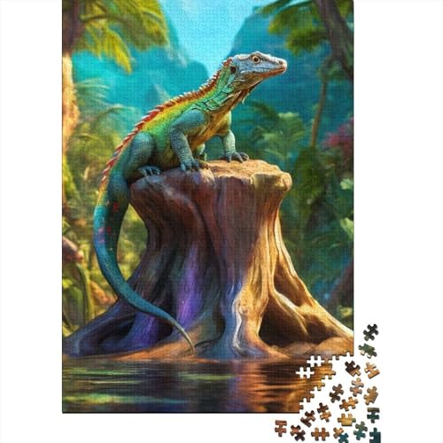 Künstlerisches Eidechsen-Puzzle, Dekompressionsspielzeug, rechteckiges Papierpuzzle für Kinder und Erwachsene ab 12 Jahren, 1000 Teile (38 x 26 cm) von GQmoney