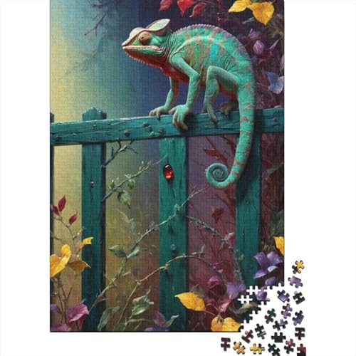 Künstlerisches Eidechsen-Puzzle, Denksportaufgabe, Premium-Karton-Puzzle für Kinder und Erwachsene ab 12 Jahren, 1000 Teile (38 x 26 cm) von GQmoney