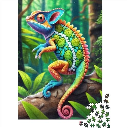 Künstlerisches Eidechsen-Puzzle, kreative Spiele, 100% recycelter Karton, Puzzle für Erwachsene, 1000 Teile (38 x 26 cm) von GQmoney