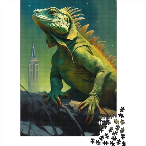 Künstlerisches Eidechsen-Puzzle, rechteckig, aus Pappe, 100% recyceltem Karton, Puzzle für Erwachsene, 1000 Teile (38 x 26 cm) von GQmoney