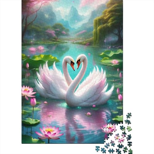 Künstlerisches Schwanen-Puzzle, Denksportaufgabe, 100% recycelter Karton, Puzzle für Damen und Herren, 1000 Teile (38 x 26 cm) von GQmoney